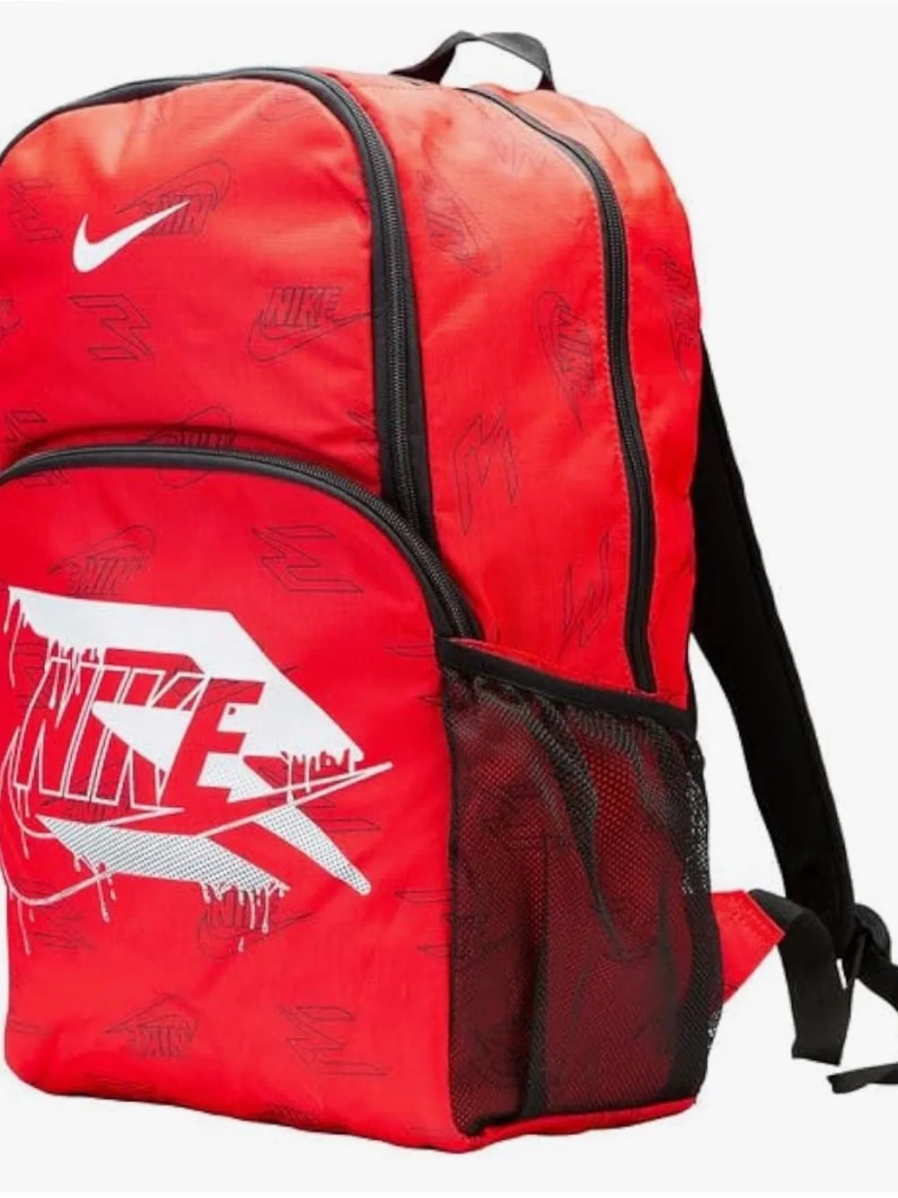 Nike Red Graphic Logo Backpack with White Accents